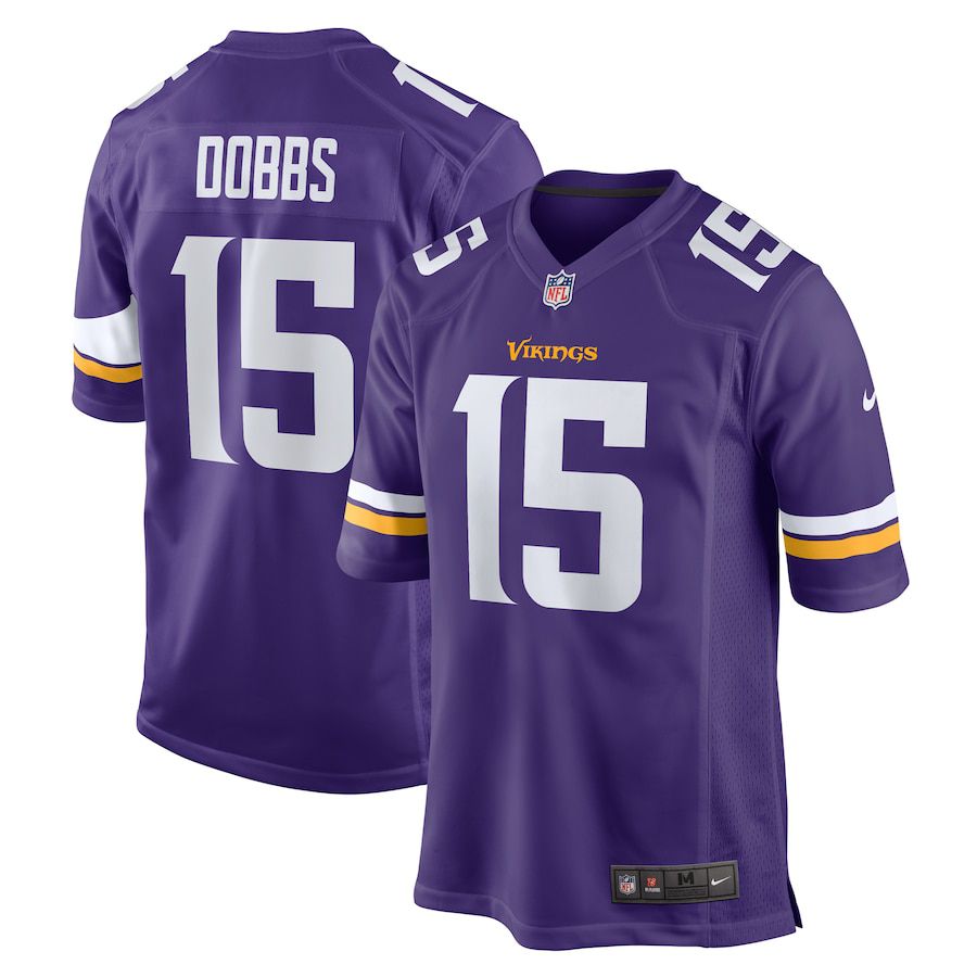 Men Minnesota Vikings 15 Joshua Dobbs Nike Purple Game NFL Jersey